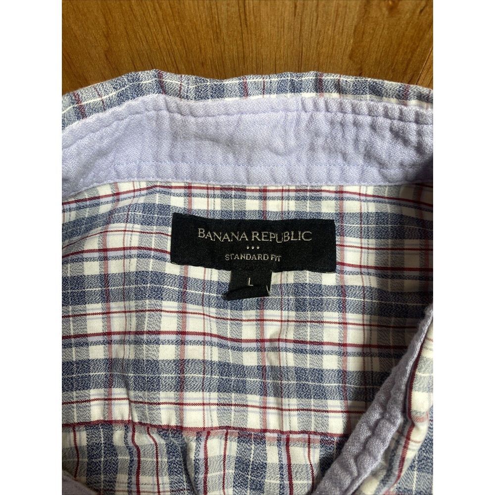 (2) Banana Republic Men's L Large Long Sleeve Plaid Shirts Standard Fit - Picture 3 of 16